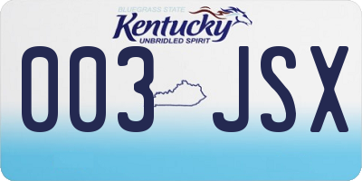 KY license plate 003JSX