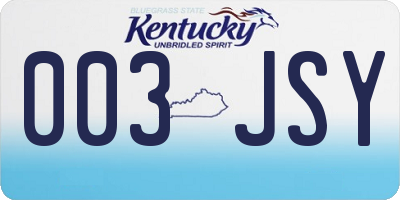 KY license plate 003JSY