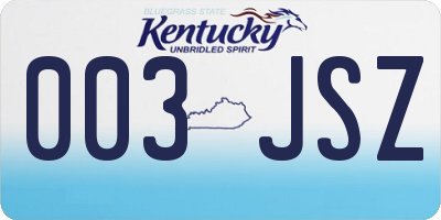 KY license plate 003JSZ
