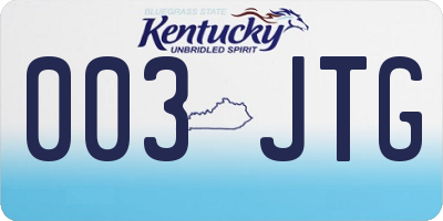 KY license plate 003JTG