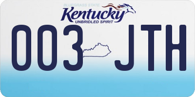KY license plate 003JTH