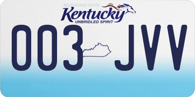 KY license plate 003JVV