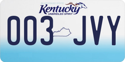 KY license plate 003JVY