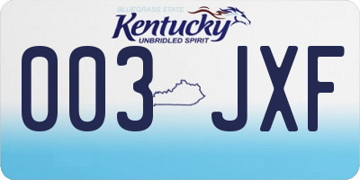 KY license plate 003JXF