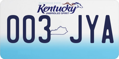 KY license plate 003JYA