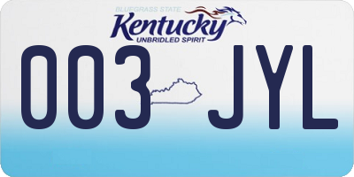 KY license plate 003JYL