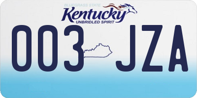 KY license plate 003JZA