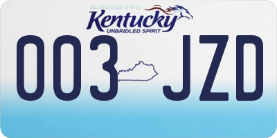 KY license plate 003JZD