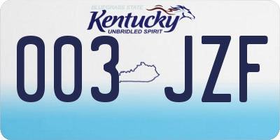 KY license plate 003JZF