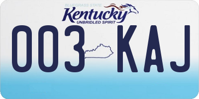 KY license plate 003KAJ