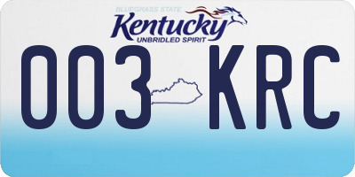 KY license plate 003KRC