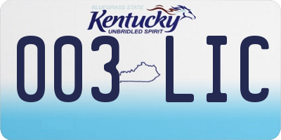 KY license plate 003LIC