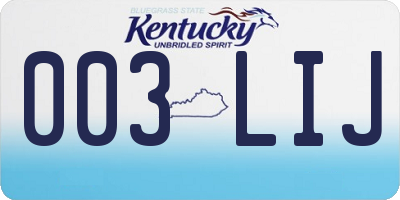 KY license plate 003LIJ