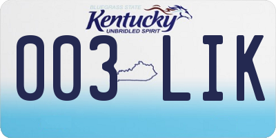 KY license plate 003LIK