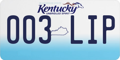 KY license plate 003LIP