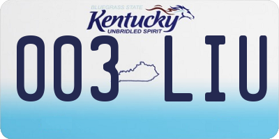 KY license plate 003LIU