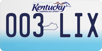 KY license plate 003LIX