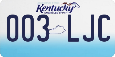 KY license plate 003LJC