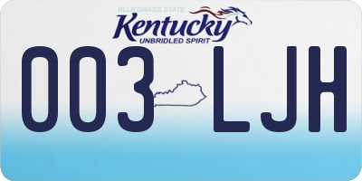 KY license plate 003LJH