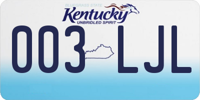 KY license plate 003LJL