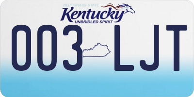 KY license plate 003LJT