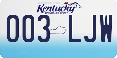 KY license plate 003LJW