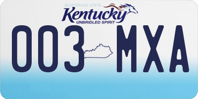 KY license plate 003MXA