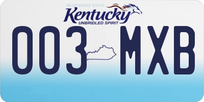 KY license plate 003MXB