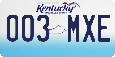 KY license plate 003MXE