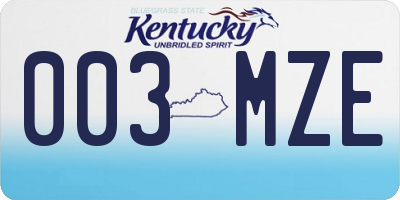 KY license plate 003MZE