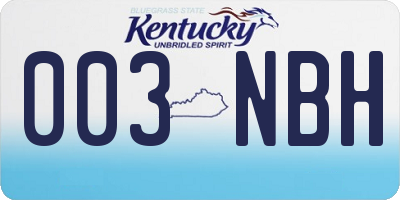 KY license plate 003NBH
