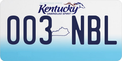 KY license plate 003NBL
