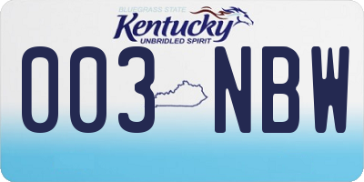 KY license plate 003NBW