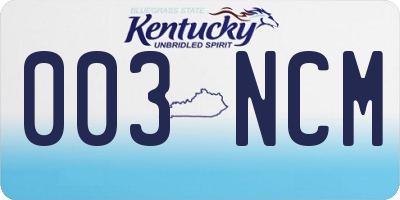 KY license plate 003NCM