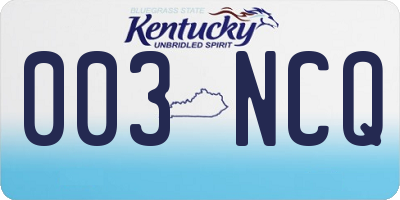 KY license plate 003NCQ