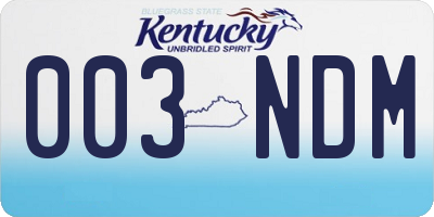 KY license plate 003NDM