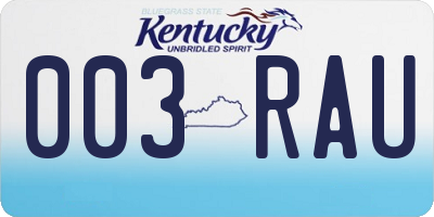 KY license plate 003RAU