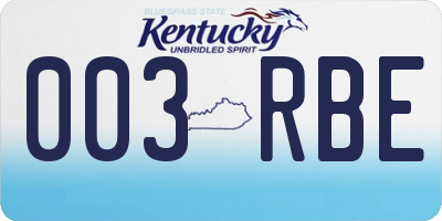 KY license plate 003RBE