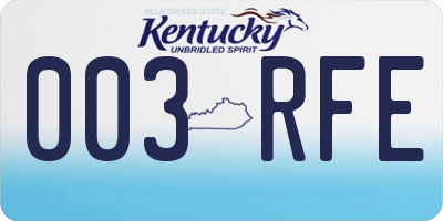 KY license plate 003RFE