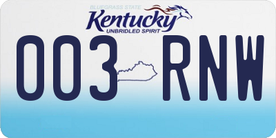 KY license plate 003RNW