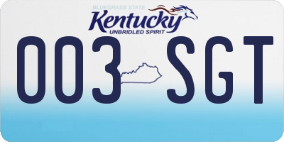 KY license plate 003SGT