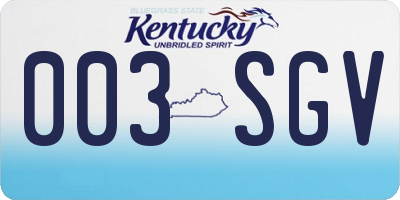 KY license plate 003SGV