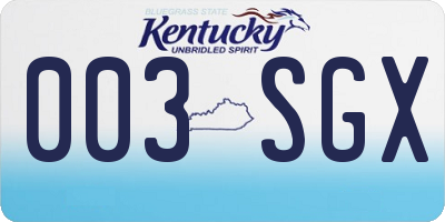 KY license plate 003SGX