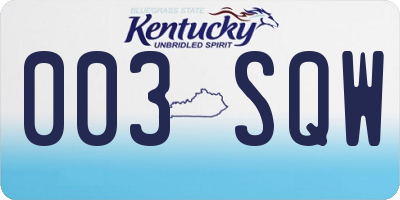 KY license plate 003SQW