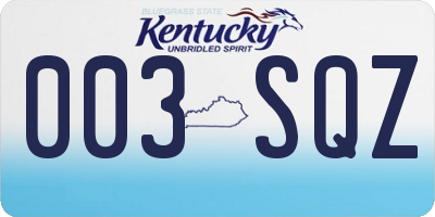 KY license plate 003SQZ