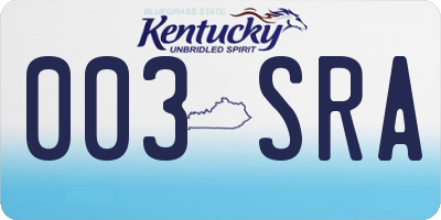 KY license plate 003SRA