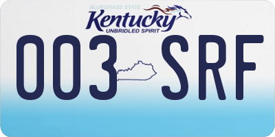 KY license plate 003SRF