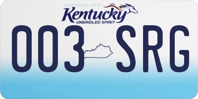 KY license plate 003SRG