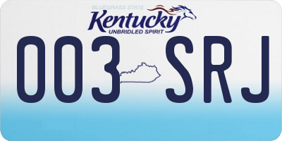 KY license plate 003SRJ
