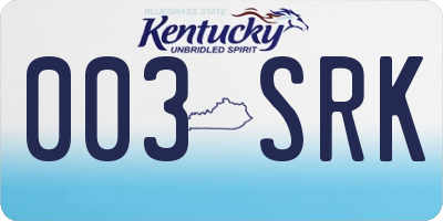 KY license plate 003SRK